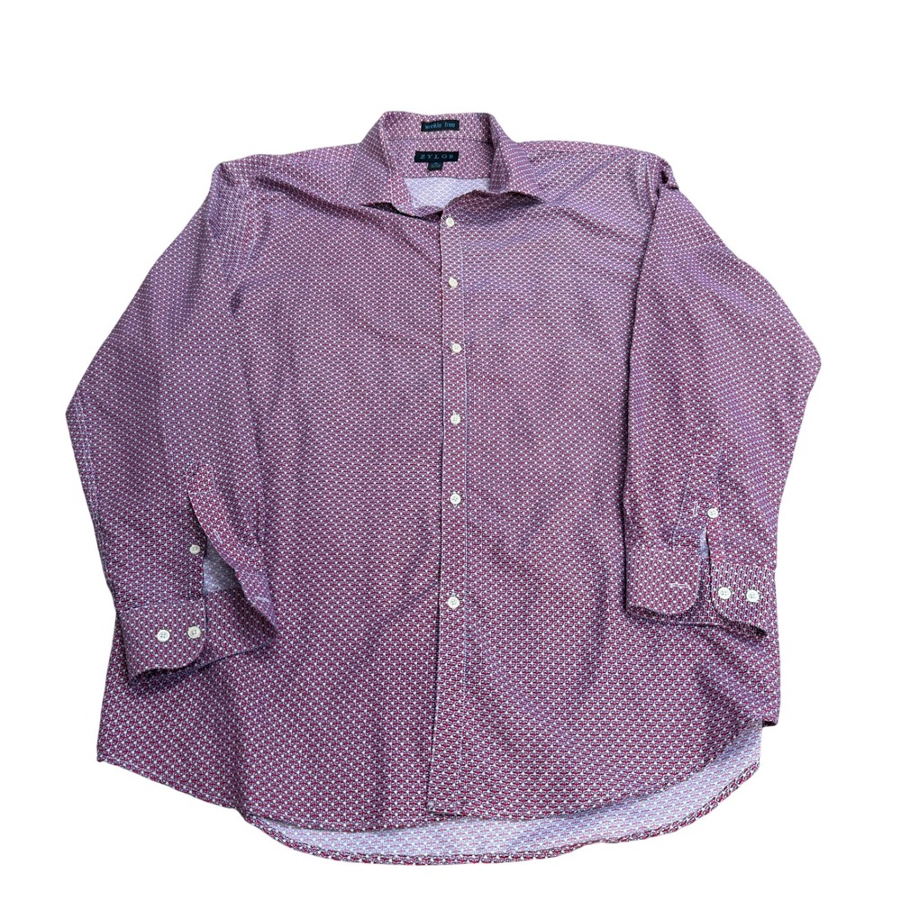 Zylos Red Geometric Print Button Down Shirt Mens XL  Long Sleeve
